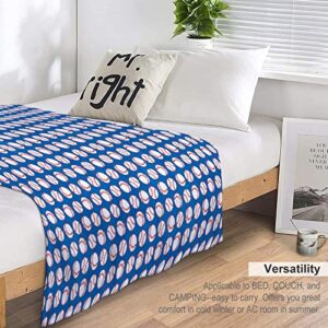 for Couch, Ultra Soft Fleece Blankets Baseballs On Blue Pattern Sports Lightweight for All Season Farmhouse for Bed Travel Inch