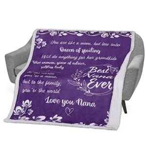 mami home best nana ever blanket gift - wonderful blankets for granny with thick double layered fleece and sherpa blanket fabric | wholesome i love you nana gifts from grandchildren purple 50x60