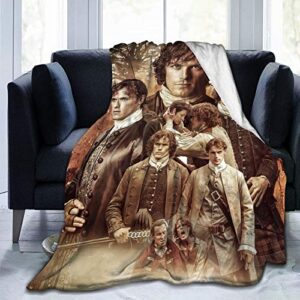 outlander jamie fraser collage blanket soft flannel warm fuzzy blanket for couch office picnic travel best friend memorial birthday gifts for kids adults throw blankets 50"x40" inch