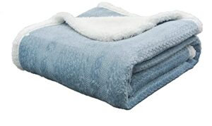 orejury flannel sherpa fleece throw blanket for couch, light blue fuzzy warm soft blanket for sofa, a shawl blanket at home or outdoors, 60 in x 39 in