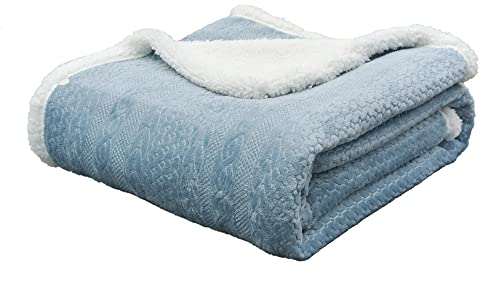 orejury Flannel Sherpa Fleece Throw Blanket for Couch, Light Blue Fuzzy Warm Soft Blanket for Sofa, a Shawl Blanket at Home or Outdoors, 60 in x 39 in