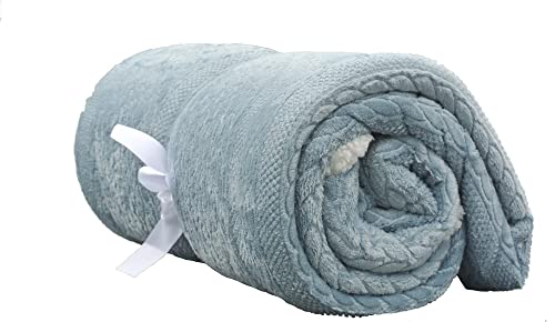 orejury Flannel Sherpa Fleece Throw Blanket for Couch, Light Blue Fuzzy Warm Soft Blanket for Sofa, a Shawl Blanket at Home or Outdoors, 60 in x 39 in