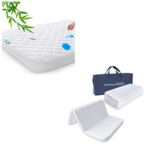 Bamboo Pack N Play Mattress Fitted Sheets & Topper 38" x 26" Foldable Style for Boys Girls