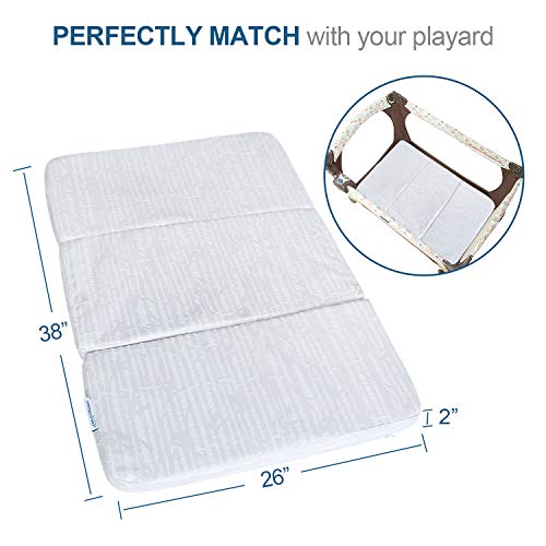 Bamboo Pack N Play Mattress Fitted Sheets & Topper 38" x 26" Foldable Style for Boys Girls