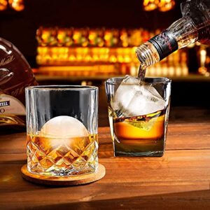 Nax Caki Ice Cube Molds Tray, Large Silicone Whiskey Ice Mold,2-in-1 Round Sphere Ice Ball Maker & Square Ice Trays for Cocktails, Bourbon, Whiskey Gifts for Men from Daughter Wife Son Kids…