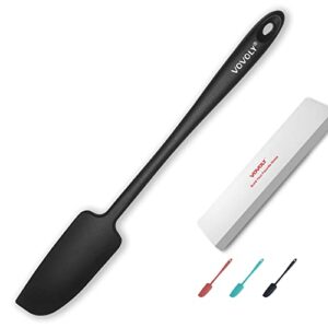 silicone jar spatula, small rubber scraper, spatulas silicone heat resistant, seamless,non stick cookware 11.2 inch, black.