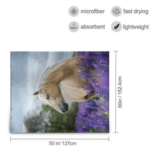 Blueangle Beautiful Palomino Horse Print Velvet Blanket Throw Size Luxury Bed Blanket Lightweight Fuzzy Soft Blanket Microfiber, 50 x 60 Inches