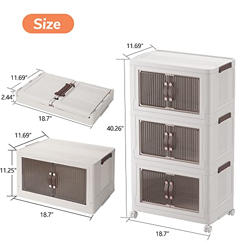 KLONVS Storage Bins with Lids, Stackable Storage Bins & Foldable Underbed Storage, Under Bed Storage Containers with Lids (Set of 2) for Clothing, Shoes