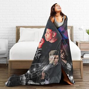 Nle Rapper Choppa Music Collage Throw Blanket Packable Classic Lightweight Blankets Decor for Bed Couch Living Room Travel Outdoor 80"X60"