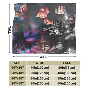 Nle Rapper Choppa Music Collage Throw Blanket Packable Classic Lightweight Blankets Decor for Bed Couch Living Room Travel Outdoor 80"X60"
