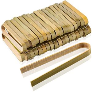 150 pieces mini bamboo disposable tongs 4 inch bamboo tongs toast tongs disposable cooking utensils disposable wooden cooking tongs natural green for catering buffet home use tea supplies