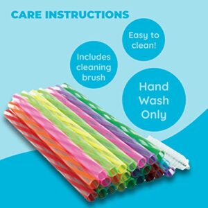 Jacent Plastic Reusable Kids Straws Plus Cleaning Brush, 6 Inch - 24 Count per Pack, 1 Pack