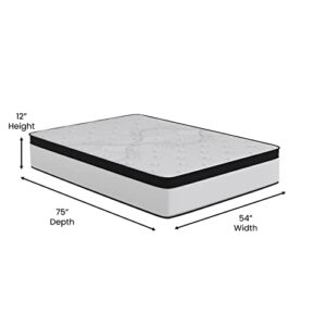 Merrick Lane Hulen 12 Inch Extra Firm Full Hybrid Pocket Spring & CertiPUR-US Certified Foam Mattress in a Box