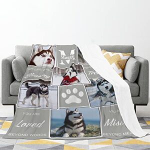 SIMIEEK Personalized Dog Photo Blanket with Name Custom Pet Picture Blankets Throws Customized Pet Photo Collage Blanket for Adults Kids, 30 to 80 Inches