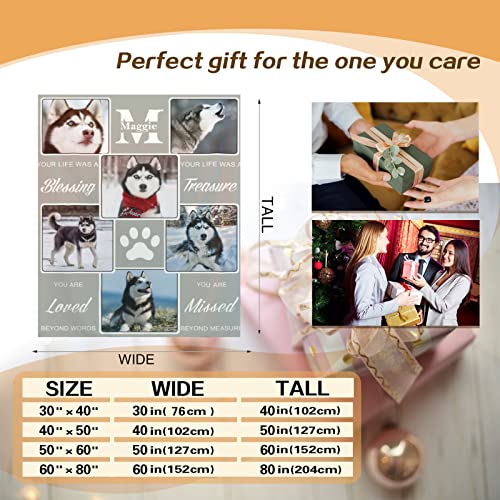 SIMIEEK Personalized Dog Photo Blanket with Name Custom Pet Picture Blankets Throws Customized Pet Photo Collage Blanket for Adults Kids, 30 to 80 Inches