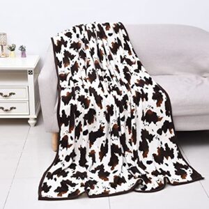 shop lc homesmart brown cow print blanket queen size microfiber soft cow print stuff throw blanket western fleece cow blanket bedding home room decor cow gifts 78.7" lx59 w
