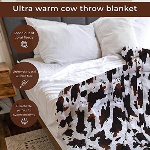 Shop LC Homesmart Brown Cow Print Blanket Queen Size Microfiber Soft Cow Print Stuff Throw Blanket Western Fleece Cow Blanket Bedding Home Room Decor Cow Gifts 78.7" Lx59 W