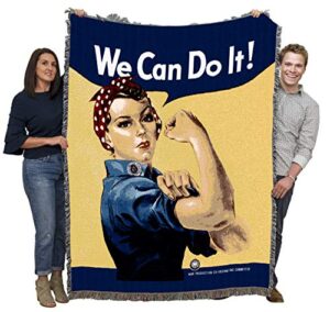 pure country weavers rosie the riveter - we can do it! vintage poster blanket - fine art gift tapestry throw woven from cotton - made in the usa (72x54)