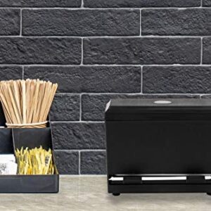 Mind Reader Anchor Collection, One Touch Straw Dispenser, Countertop Organizer, Black 4.5 x 9.25 x 7