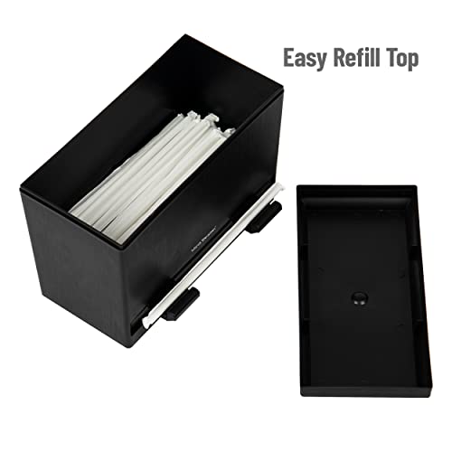 Mind Reader Anchor Collection, One Touch Straw Dispenser, Countertop Organizer, Black 4.5 x 9.25 x 7