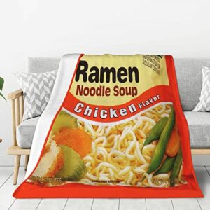 Instant Noodle Soup Chicken Flavor Ramen Blanket 50"X40" Soft Cozy Lightweight Flannel Fluffy Microfiber All Season Funny Food Blanket Fuzzy Plush Throw Blankets for Couch Sofa Bed