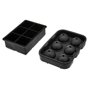 amazoncommercial silicone ice cube tray - set of 2 with (1) spherical mold and (1) square mold