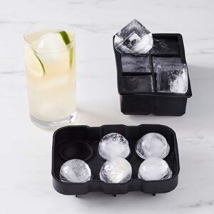 AmazonCommercial Silicone Ice Cube Tray - Set of 2 with (1) Spherical mold and (1) Square mold