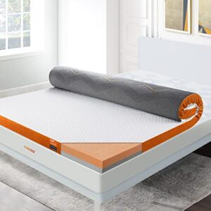 maxzzz mattress topper full, 3 inch memory foam bamboo charcoal & copper dual side mattress topper, foam topper with breathable removable cover, ventilated & certipur-us certified bed topper