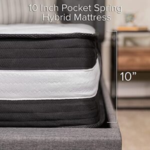 EMMA + OLIVER 10 Inch Foam and Pocket Spring Firm Mattress, King in a Box