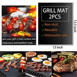 ROMANTICIST 30pcs BBQ Grill Tool Set for Men Dad, Heavy Duty Stainless Steel Grill Utensils Set, Non-Slip Grilling Accessories Kit with Thermometer, Mats in Aluminum Case for Travel, Outdoor Brown
