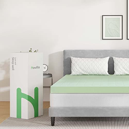 Novilla Mattress Topper King, High Density 4 Inch Memory Foam Mattress Topper with Gel Infusion for Pressure-Relieving & Cooling, Medium Soft King Size Mattress Topper, Airflow Design