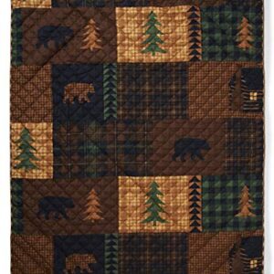 Donna Sharp Throw Blanket - Brown Bear Cabin Lodge Decorative Throw Blanket with Square Patchwork