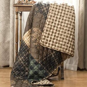 Donna Sharp Throw Blanket - Brown Bear Cabin Lodge Decorative Throw Blanket with Square Patchwork