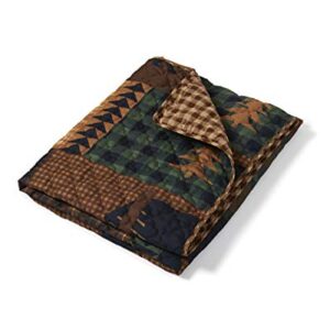 Donna Sharp Throw Blanket - Brown Bear Cabin Lodge Decorative Throw Blanket with Square Patchwork