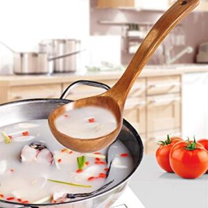 Wooden Ladle. Long Handle Ladle Utensils for Soup.Handmade for Kitchen Cookware (Ladle)