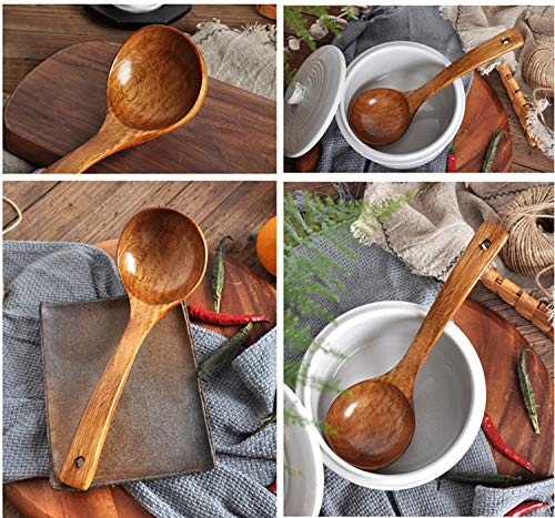 Wooden Ladle. Long Handle Ladle Utensils for Soup.Handmade for Kitchen Cookware (Ladle)