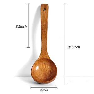 Wooden Ladle. Long Handle Ladle Utensils for Soup.Handmade for Kitchen Cookware (Ladle)