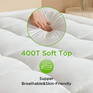 Choc Chick Full Size Mattress Topper,Extra Thick Cooling Soft Bed Mattress Toppers,Fluffy Breathable 1200-Gsm Pillow Top Protector with 8-21 Inches Deep Pocket,White