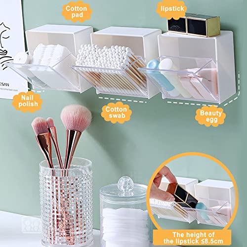 Wall Mounted Flip Storage Box, Waterproof And Dustproof Storage Box, Cotton Balls.Cotton Swabs.Cotton Wheels.Bathroom.Bedroom And Other Cosmetic Pad Storage Boxes