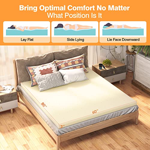 Giantex Bed Mattress Topper, 3 Inch Thickness Soft Mattress Pad, Queen Bed Topper