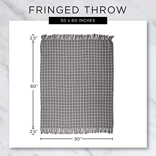 DII Stone Stripe Homespun Throw, 50x60 with 2.5" Fringe
