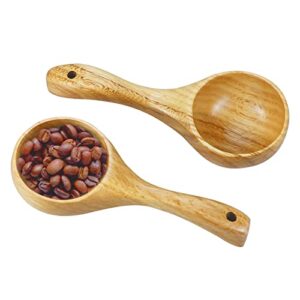 BILLIOTEAM 2 Pack Wooden Kitchen Scoop Ladle,Multipurpose Large Solid Wood Water Spoon Serving Soup Tablespoon for Cooking,Bath Salt,Canisters Flour