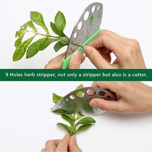 Herb Scissors Herb Stripper Set, Luxiv Stainless Steel Herb Cutter Tools 5-Blades Scissors with Herb Stripping Tool, Safe Cover, Cleaning Comb Multi-blade Herb Shears 2 IN 1 Herb Tools Kits (Green)