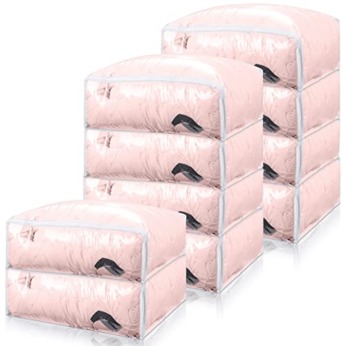 10 Pcs Clear Sweater Storage Bag with Zipper Durable Clear Vinyl Zippered Storage Bags Sweater Bags Large Capacity Clothes Organizer 22 x 18 x 7.5 Inch for Bedding, Linen, Blankets, Comforters, Toys