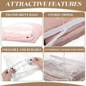 10 Pcs Clear Sweater Storage Bag with Zipper Durable Clear Vinyl Zippered Storage Bags Sweater Bags Large Capacity Clothes Organizer 22 x 18 x 7.5 Inch for Bedding, Linen, Blankets, Comforters, Toys