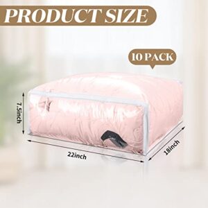 10 Pcs Clear Sweater Storage Bag with Zipper Durable Clear Vinyl Zippered Storage Bags Sweater Bags Large Capacity Clothes Organizer 22 x 18 x 7.5 Inch for Bedding, Linen, Blankets, Comforters, Toys