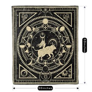 Taurus Zodiac Blanket, Taurus Zodiac Gifts for Women Moon Constellation Throw Blanket Astrology Decor Witchy Taurus Birthday Gifts Gothic Soft Microfiber Blanket 60"X50"