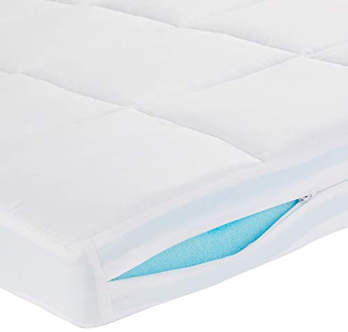 Amazon Basics Down-Alternative Gusseted Mattress Bed Topper Pad with 3-Inch Memory Foam, Quilted, Breathable, Fitted - Twin XL