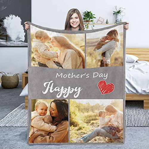 Youltar Mother Day Custom Gifts,Gifts for Mom, Custom Blanket with Photo Text, Birthday Gifts for mom from Daughter/Son,Custom Blanket with Pictures,Christmas Personalized Gift,Personalized Blanket