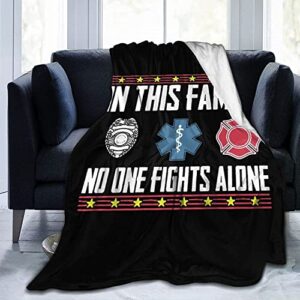 in this family no one fights alone first responder blankets and throws twin large blanket warm soft blankets for couch bed sofa travel plush blanket all season season for women men